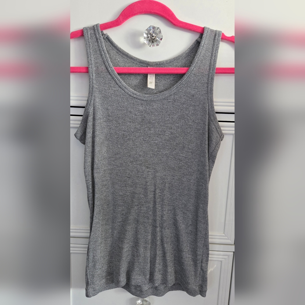 Victoria's Secret Y2K Silver Sparkle Tank Top Size L